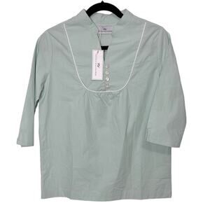 NWT Never A Wallflower Mint Poplin Piped Yolk Top size XS